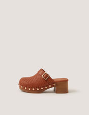 Alice Woven Heeled Clogs, Tan (TAN), large