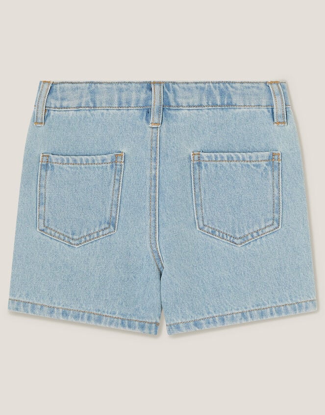 Rhinestone Butterfly Denim Shorts, Blue (BLUE), large