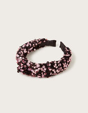 Sequin Velvet Knotted Headband, , large