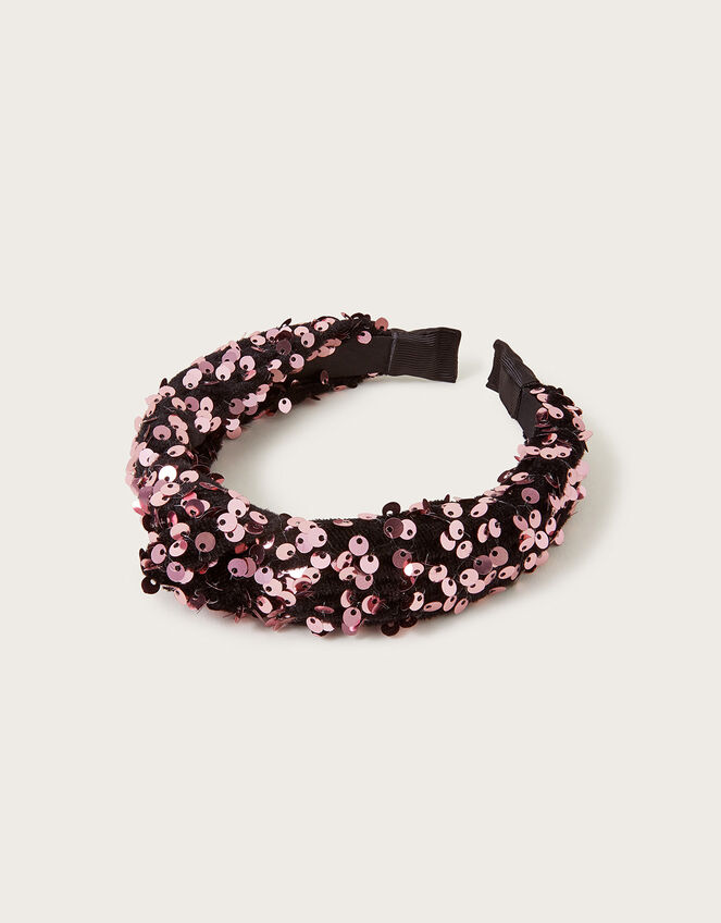 Sequin Velvet Knotted Headband, , large