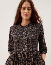 Aurelie Floral Jersey Midi Dress, Black (BLACK), large