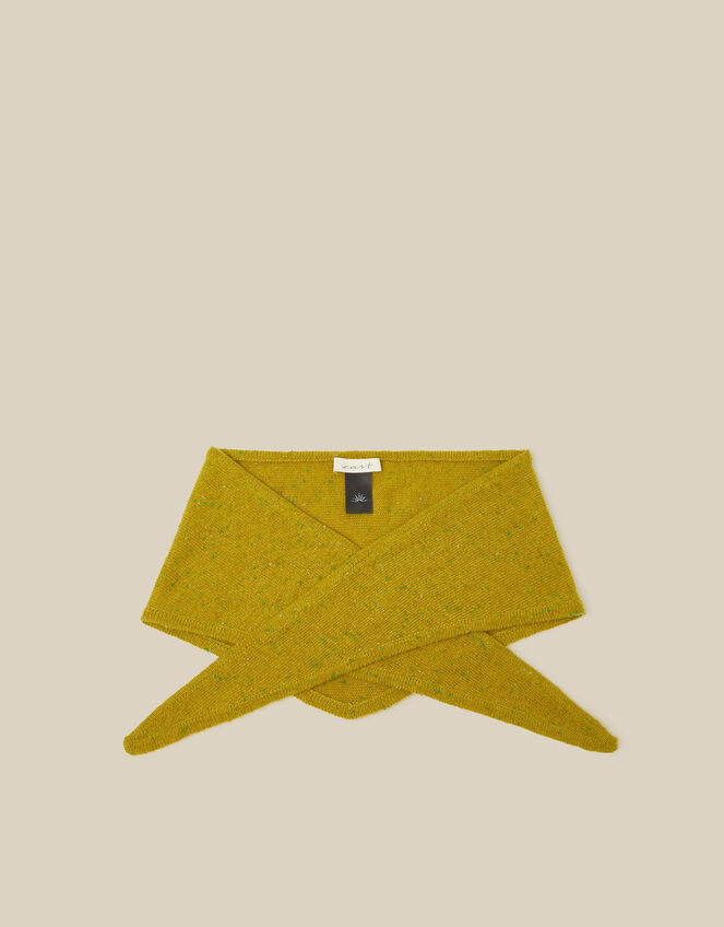 East Issy Knitted Triangle Scarf, Green (LIME), large