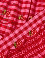 Strawberry Gingham Top & Skirt Set, Red (RED), large