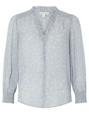 Hatty Horseshoe Print Blouse, Blue (BLUE), large