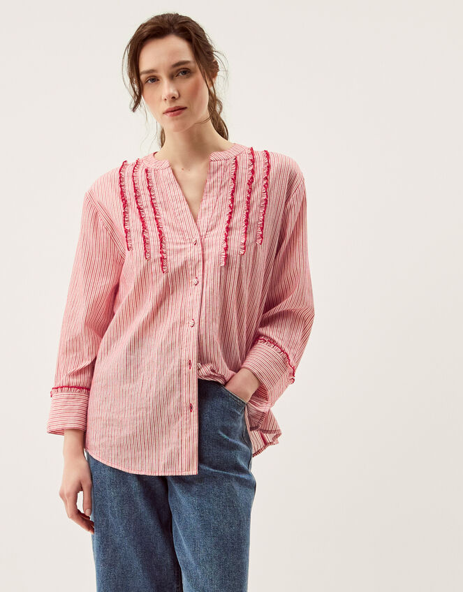 Ceres Frill Stripe Shirt Red