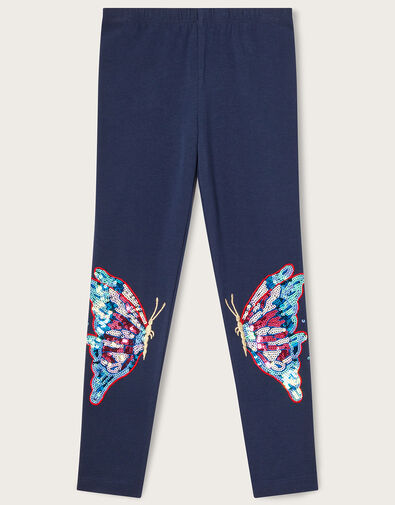 Sequin Butterfly Jersey Leggings , Blue (NAVY), large