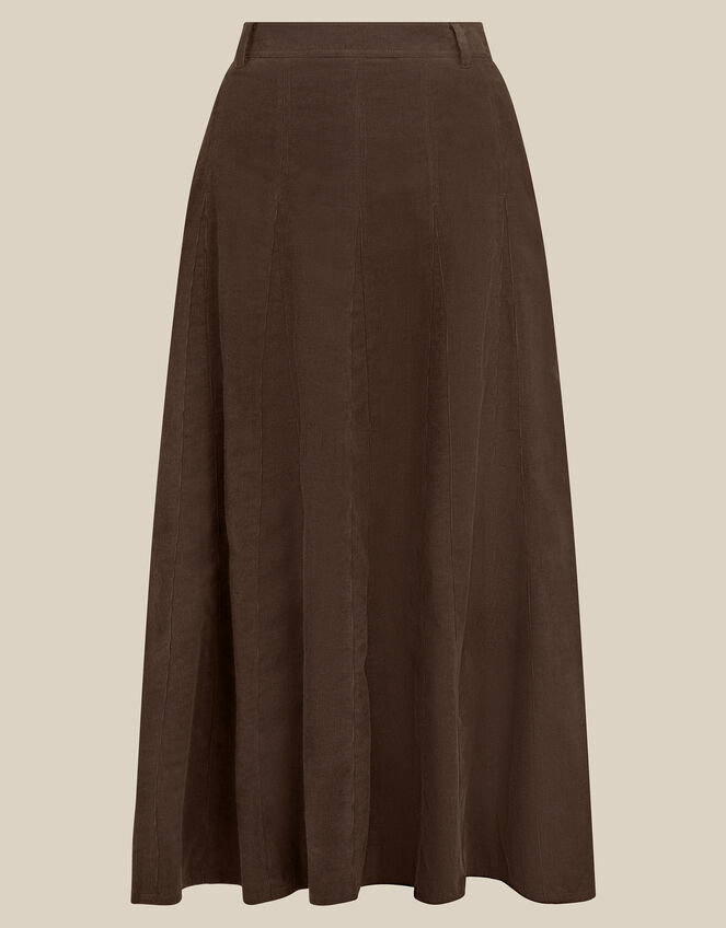Nora Corduroy Midi Skirt, Brown (CHOCOLATE), large