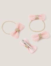 4-Pack Pearl Bow Hair Bands & Clips, , large