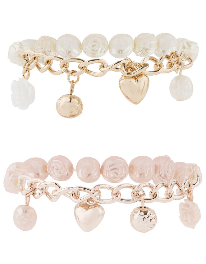 Pearl and Charm Trinket Bracelet Set, , large