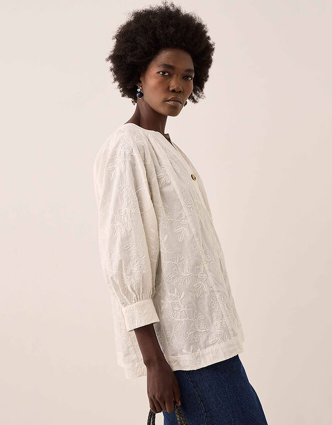 East Ateta Tonal Embroidered Blouse, Ivory (IVORY), large