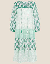 Whitley Heritage Smock Tiered Dress, Green (GREEN), large