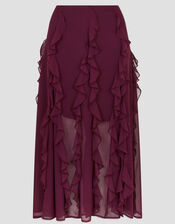 Riley Ruffle Midi Skirt, Red (BERRY), large