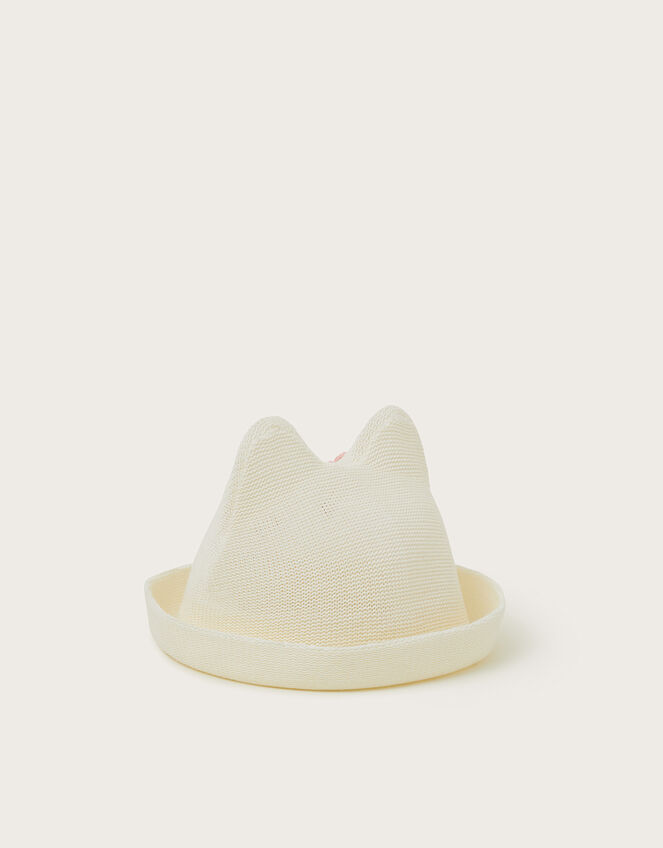 Baby Knitted Cat Hat, White (WHITE), large