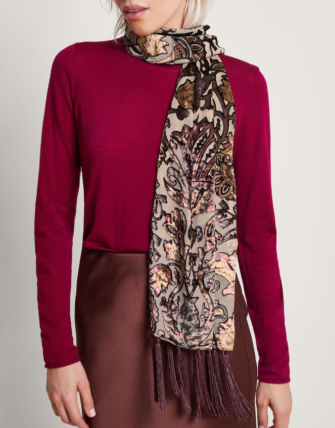 Devore Tassel Scarf, , large