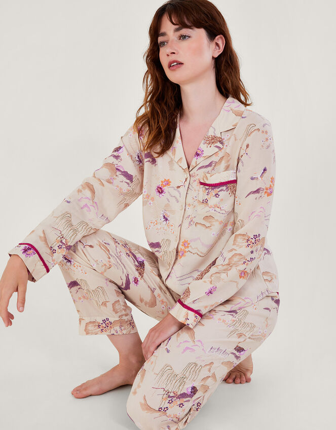 Bianca Print Pyjama Set, Nude (NUDE), large