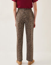 Annie Leopard Print Straight Leg Jeans, Brown (BROWN), large