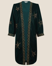 Peggy Velvet Star Kimono, Green (DARK GREEN), large