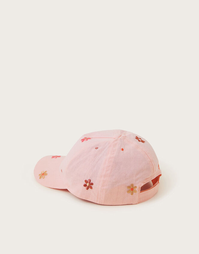 Floral Embroidered Cap, Pink (PINK), large