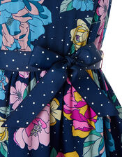 Brea Floral Spot Hanky Hem Dress in Recyled Fabrics, Blue (NAVY), large