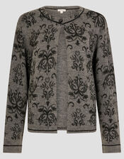 Jess Jacquard Cardigan, Grey (CHARCOAL), large