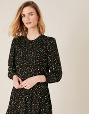 Spot Print Tiered Dress with LENZING™ ECOVERO™, Black (BLACK), large