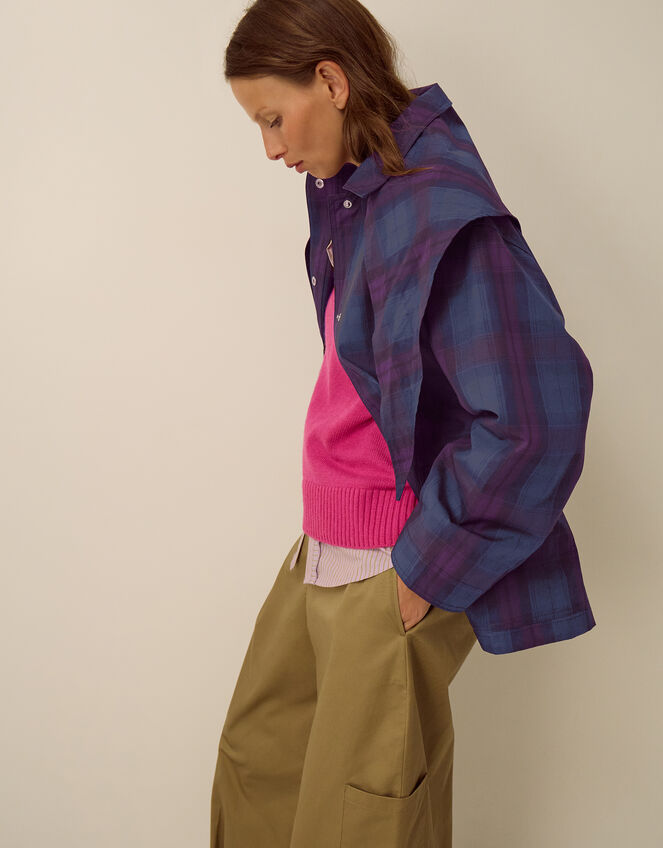 Elfie Check Print Jacket, Blue (NAVY), large