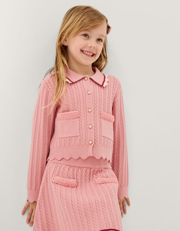 Embellished Cable Knit Skirt, Pink (PINK), large