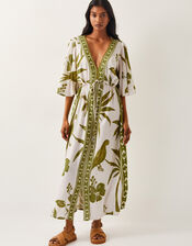 Isla Tropical Print Maxi Dress, Green (GREEN), large