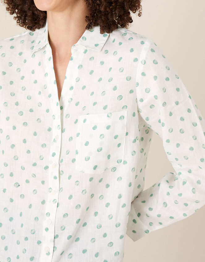 Patsy Spot Shirt in Pure Linen, Ivory (IVORY), large