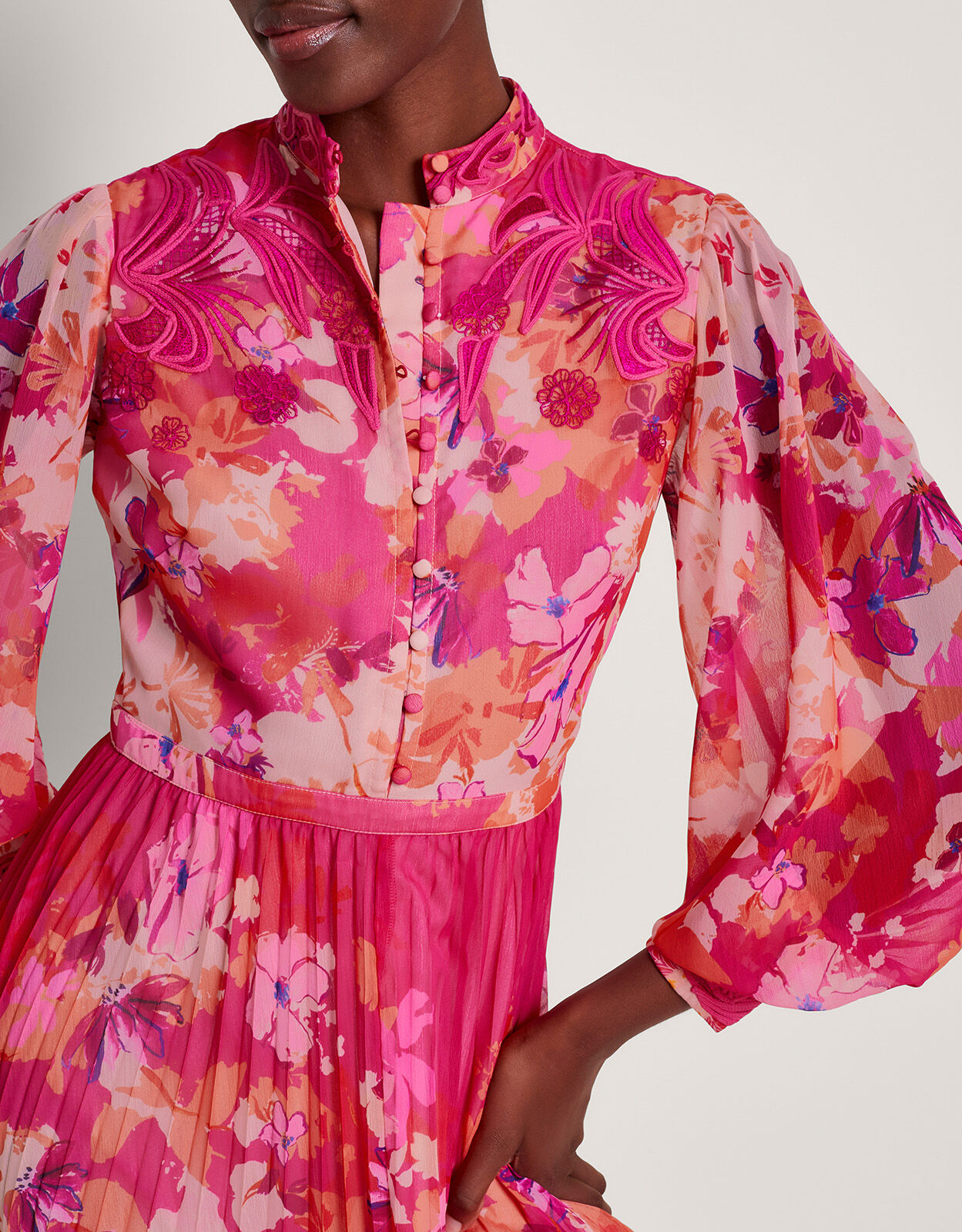 Pink floral shirt dress discount