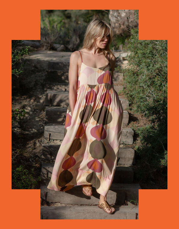 Lyrical Sisters Desert Bubble Print Maxi Dress, Multi (MULTI), large