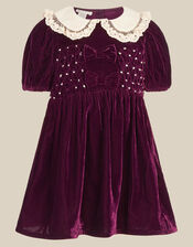Baby Smocked Bow Party Dress, Red (BURGUNDY), large