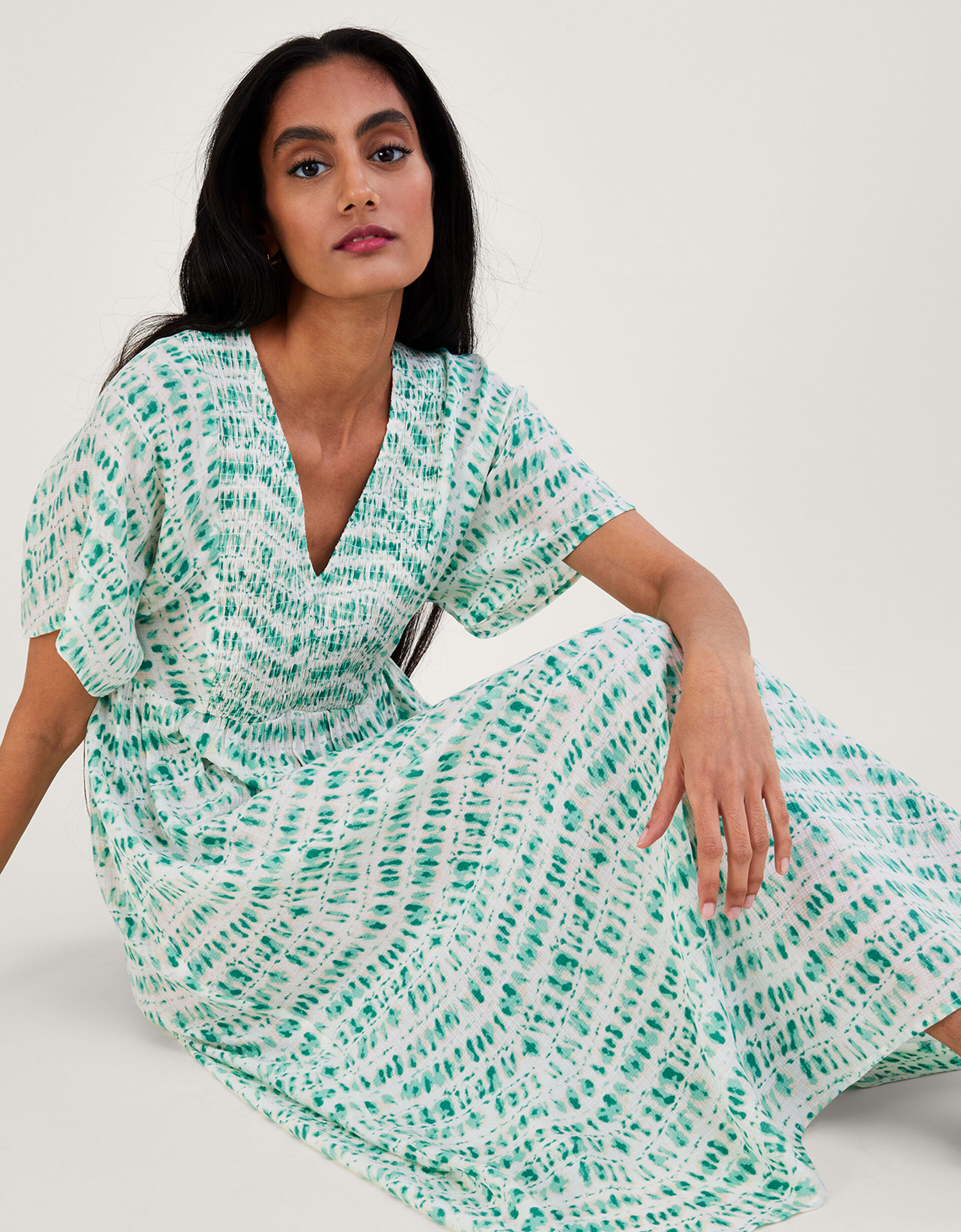 OMBRE BLUE TIE KNOT KAFTAAN DRESS main image 0