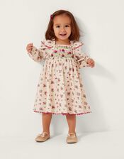 Baby Ditsy Floral Smock Dress, Ivory (IVORY), large