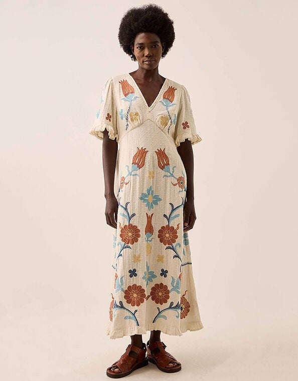 East Odeline Embroidered Dress, Ivory (IVORY), large