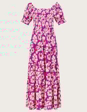 Murtle Woodblock Print Dress in Sustainable Viscose, Pink (PINK), large