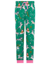 XMAS Sequin Unicorn Jersey Pyjama Set, Green (GREEN), large