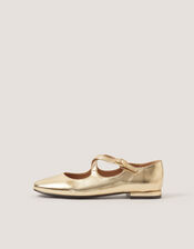 Dana Metallic Mary Jane Ballet Flats, Gold (GOLD), large