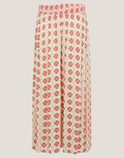 Maddie Floral Print Wide Leg Trousers, Ivory (IVORY), large