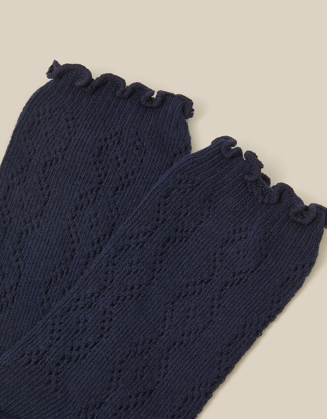 Frill Pointelle Socks, Blue (NAVY), large