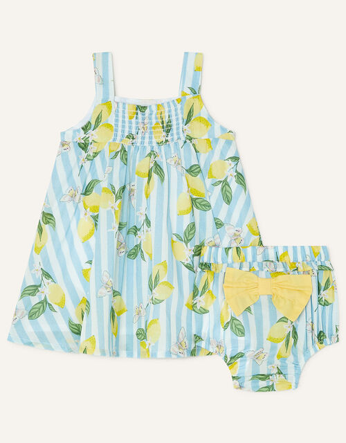 Newborn Lemon Dress Set in Sustainable Cotton, Blue (BLUE), large