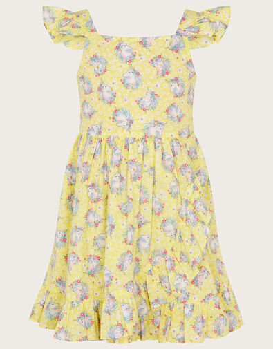 Unicorn Frill Dress, Yellow (YELLOW), large