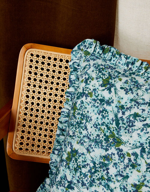 Frill Edge Floral Print Cushion, , large