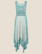 Kemala Printed Hanky Hem Dress, Green (GREEN), large