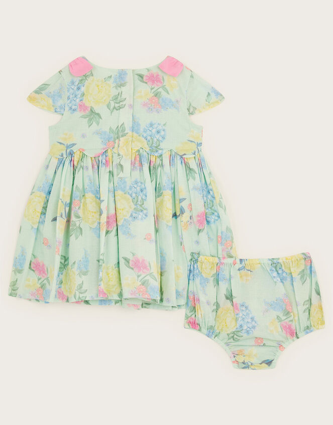 New Born Floral Dress and Briefs Set, Blue (AQUA), large