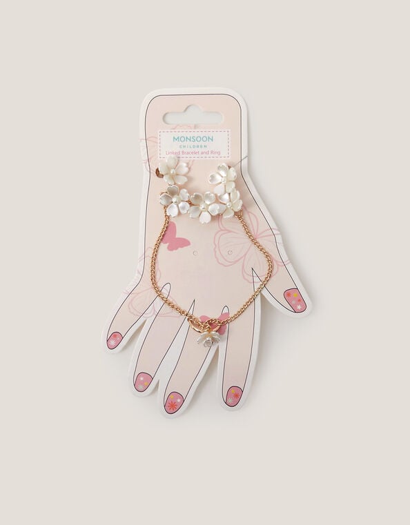 Pearl Flower Ring & Hand Chain, , large