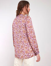 East Alex Print Satin Blouse, Natural (ECRU), large