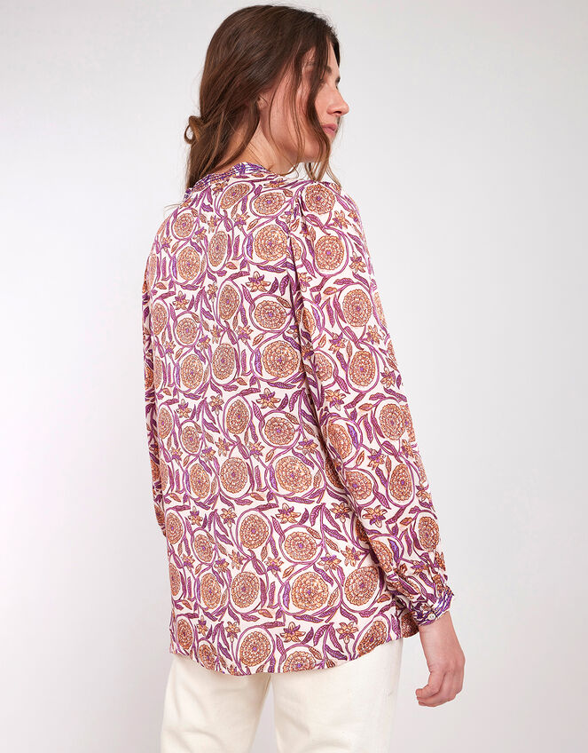 East Alex Print Satin Blouse, Natural (ECRU), large