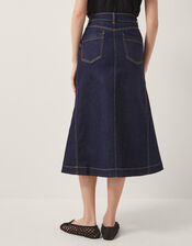 Goldie Godet Denim Skirt, Blue (INDIGO), large