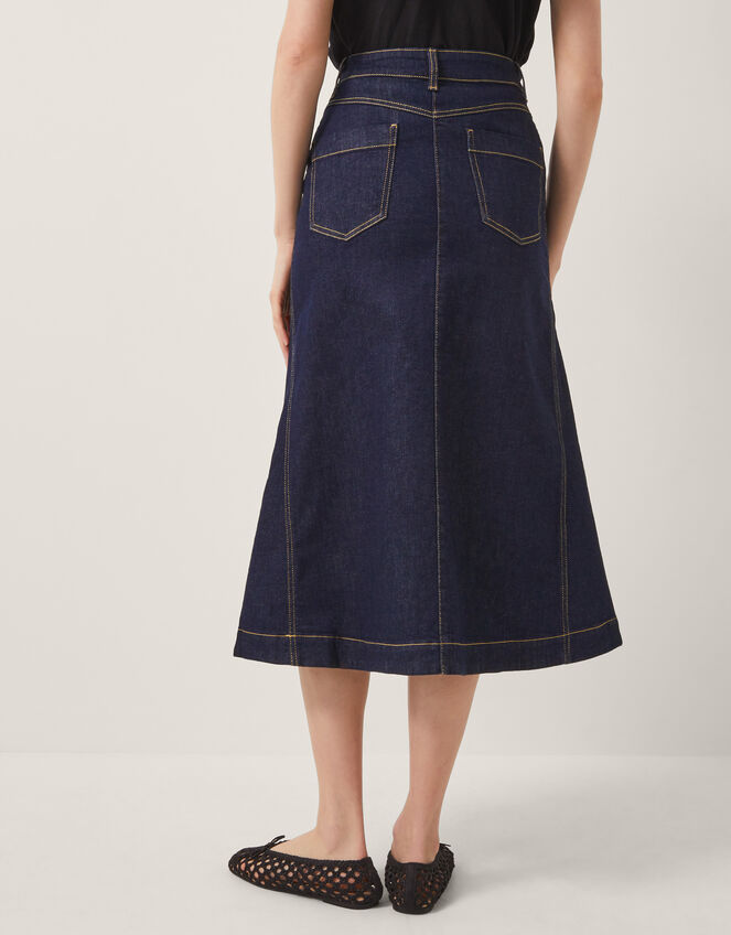 Goldie Godet Denim Skirt, Blue (INDIGO), large